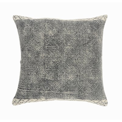 HomeRoots 20" X 20" Gray And White 100% Cotton Geometric Zippered Pillow