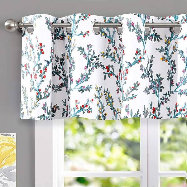 slide 1 of 7, DriftAway Jasmine Watercolor Flower Floral Branch Botanical Lined Grommet Window Curtains - 52" width x 18 " length 52" width x 18 " length - Multi