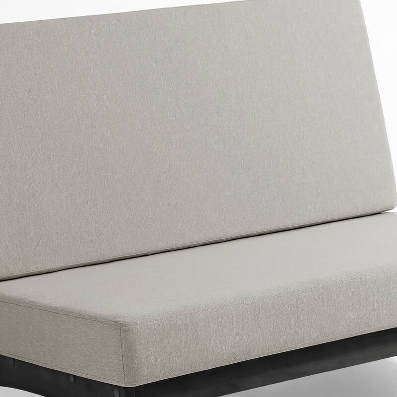 Outdoor Teak Wood Waterproof Armless Chair Loveseat with Cushions