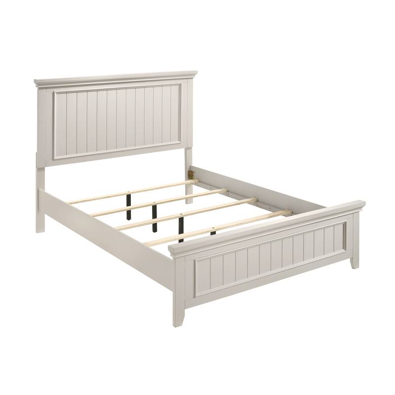 Classic White Full Size Panel Bed with Shiplap Design