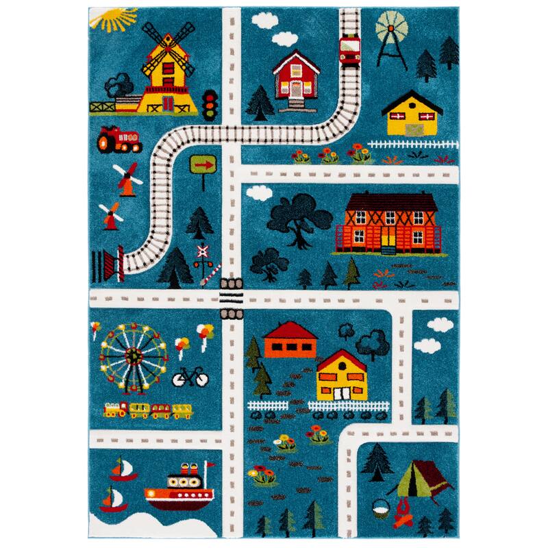 SAFAVIEH Carousel Kids Helmgard Transitional Rug - 8' x 10' - Blue/Beige - Rectangle