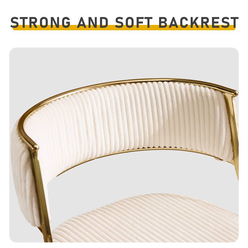 Modern Velvet Bar Stool Set of 2 with Gold Steel Frame and Ergonomic Backrest for Indoor Seating