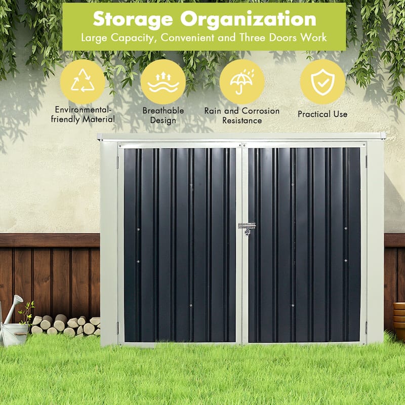 Costway 6x3FT Horizontal Storage Shed 68 Cubic Feet for Garbage Cans
