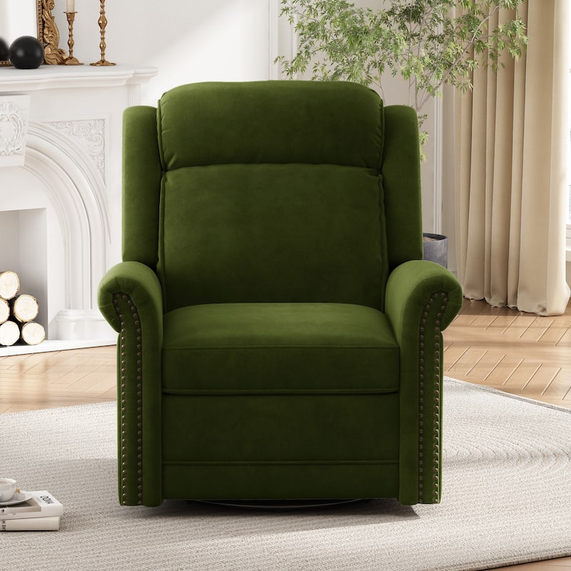 Marloo Modern Swivel Velvet Recliner Chair by Christopher Knight Home - Green