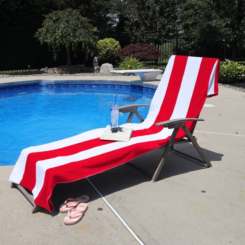 Superior Cotton Cabana Stripe Standard Size Towel/ Chaise Lounge Chair Cover