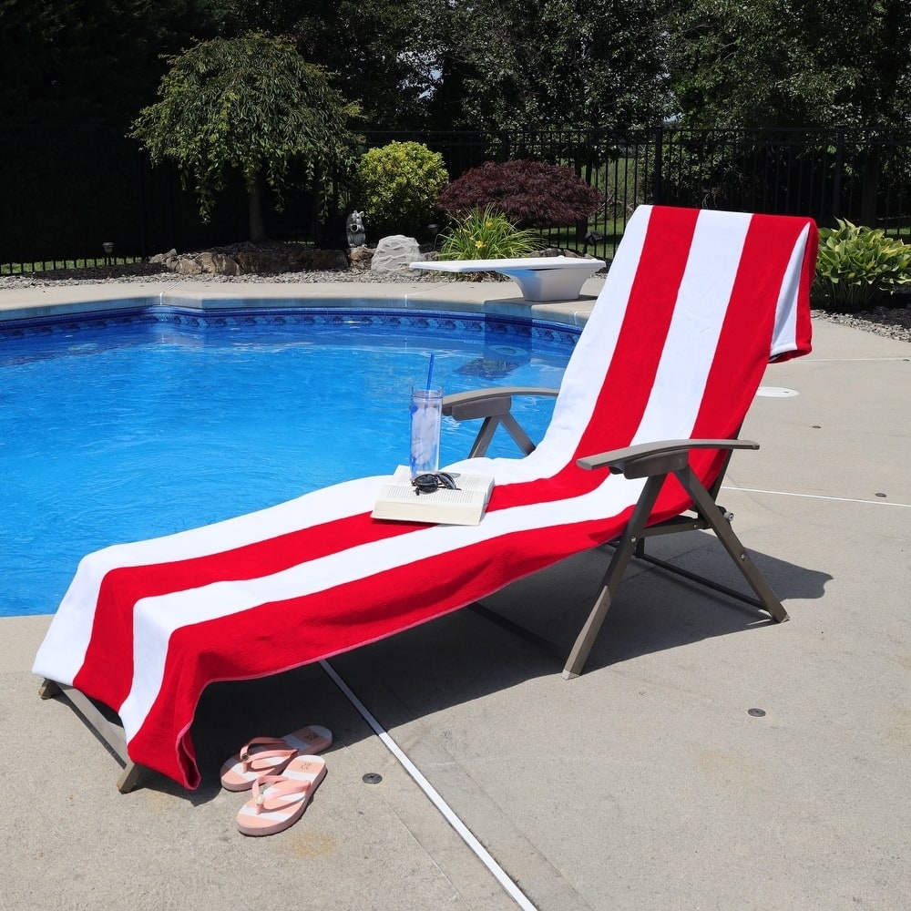 Superior Cotton Cabana Stripe Standard Size Towel/ Chaise Lounge Chair Cover