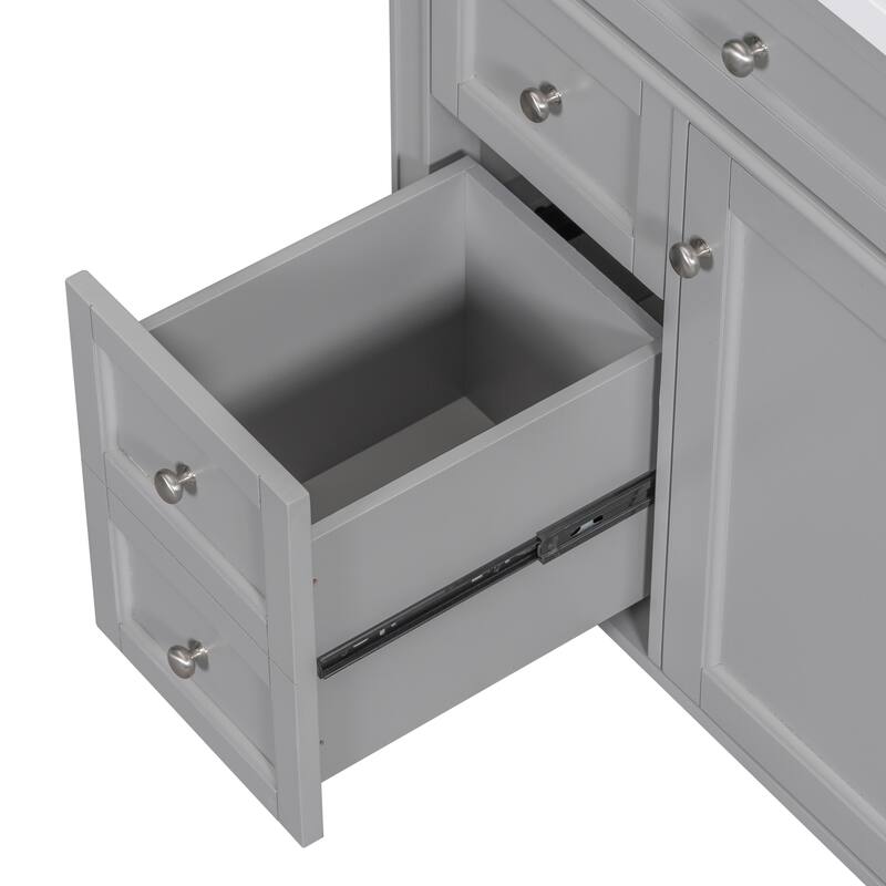 GDFStudio - Halmore Modern Freestanding Bathroom Vanity with Resin Sink, 2 Storage Drawers and a Tip-Out Drawer - 30'W