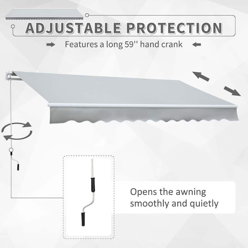 Outsunny 12' x 8' Retractable Awning Patio Awnings Sun Shade Shelter with Manual Crank Handle, 280g/m² UV