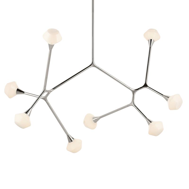 Cassius 61.25 Inch 8 Light Convertible Chandelier with Opal Glass in Polished Nickel