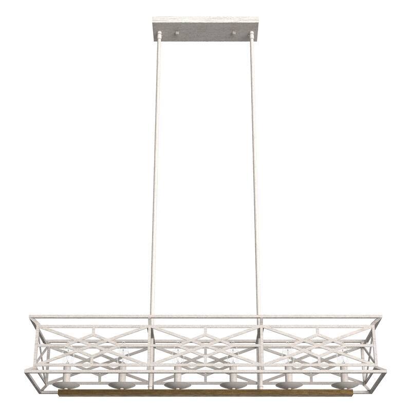 Hunter Langwood 6-Light Linear Chandelier - Dining Room, Kitchen Island, Cage - Contemporary, Modern Farmhouse, Shabby Chic