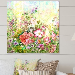 Designart "Elegant Farmhouse Spring Flowers VI" Traditional Canvas Wall Art