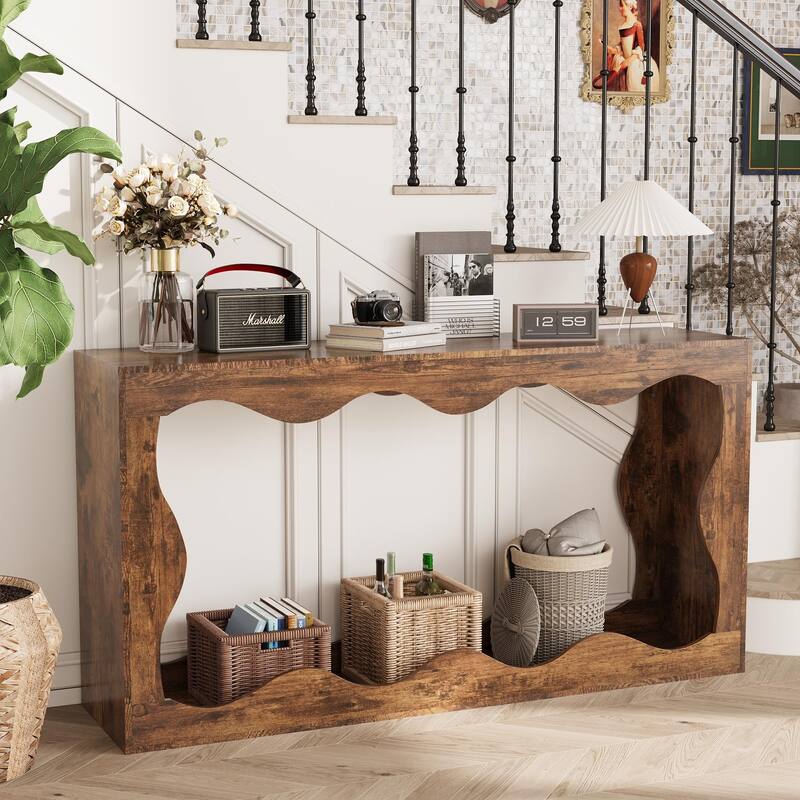Anmytek 47"Rustic Open Frame Console Table Farmhouse Entryway and Living Room Storage