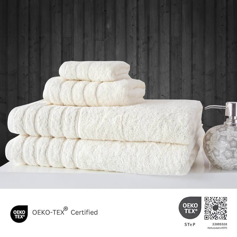 Classic Turkish Towels 4 Piece Cotton Towel Set, Absorbent Hotel & Spa