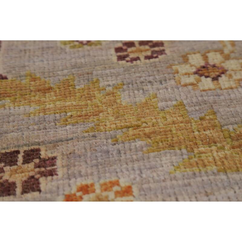 Hand Knotted Oriental 100% Wool Carpet Transitional All-Over Purples Oushak Area Rug - 9' 6'' X 8' 3''