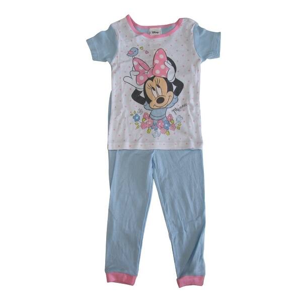 Shop Disney Little Girls White Blue Minnie Mouse Flowers Short