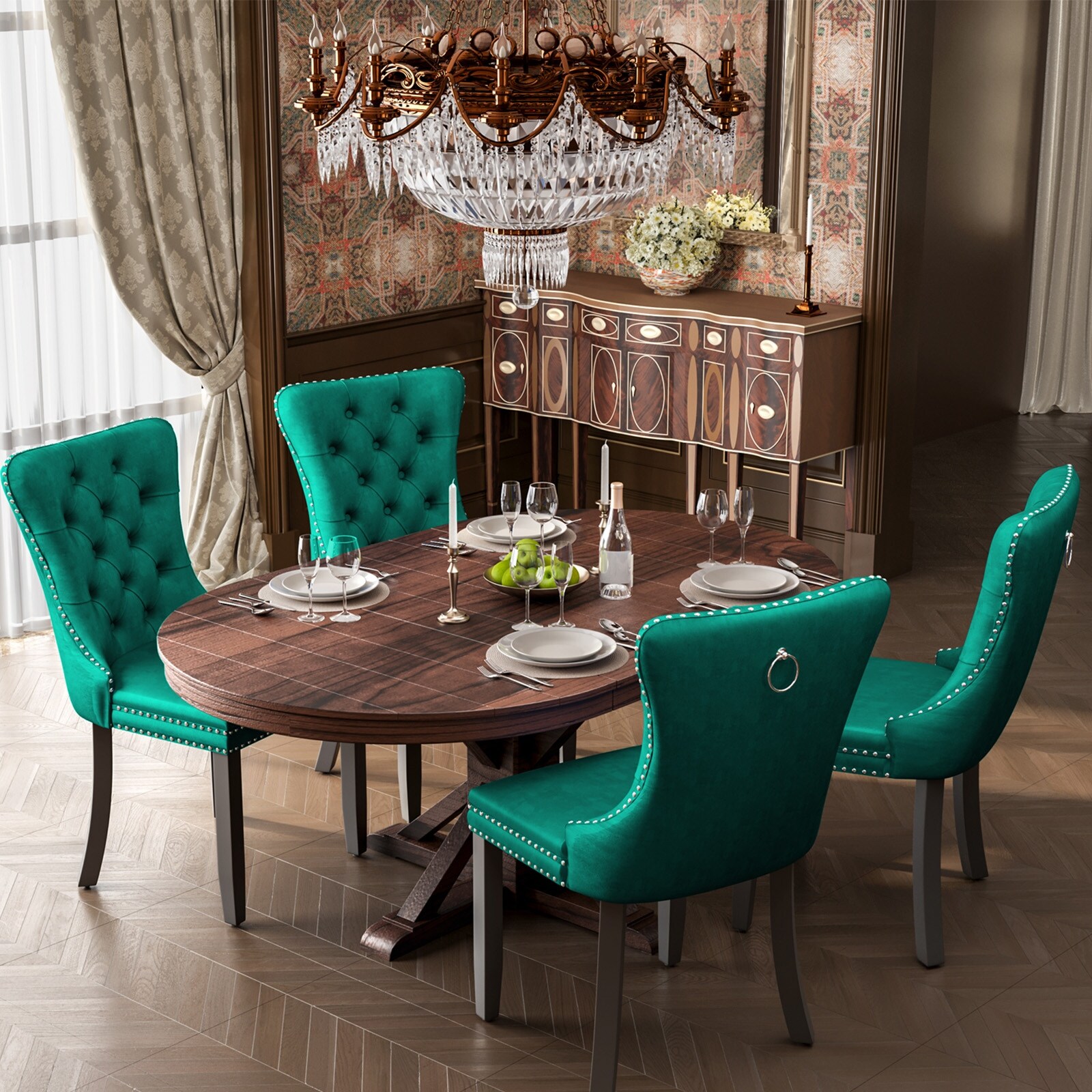 Emerald green dining chairs set of 4 cheap