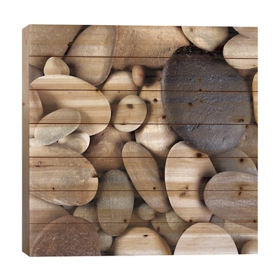 Brown Pebbles Print On Wood by PhotoINC Studio - Multi-Color