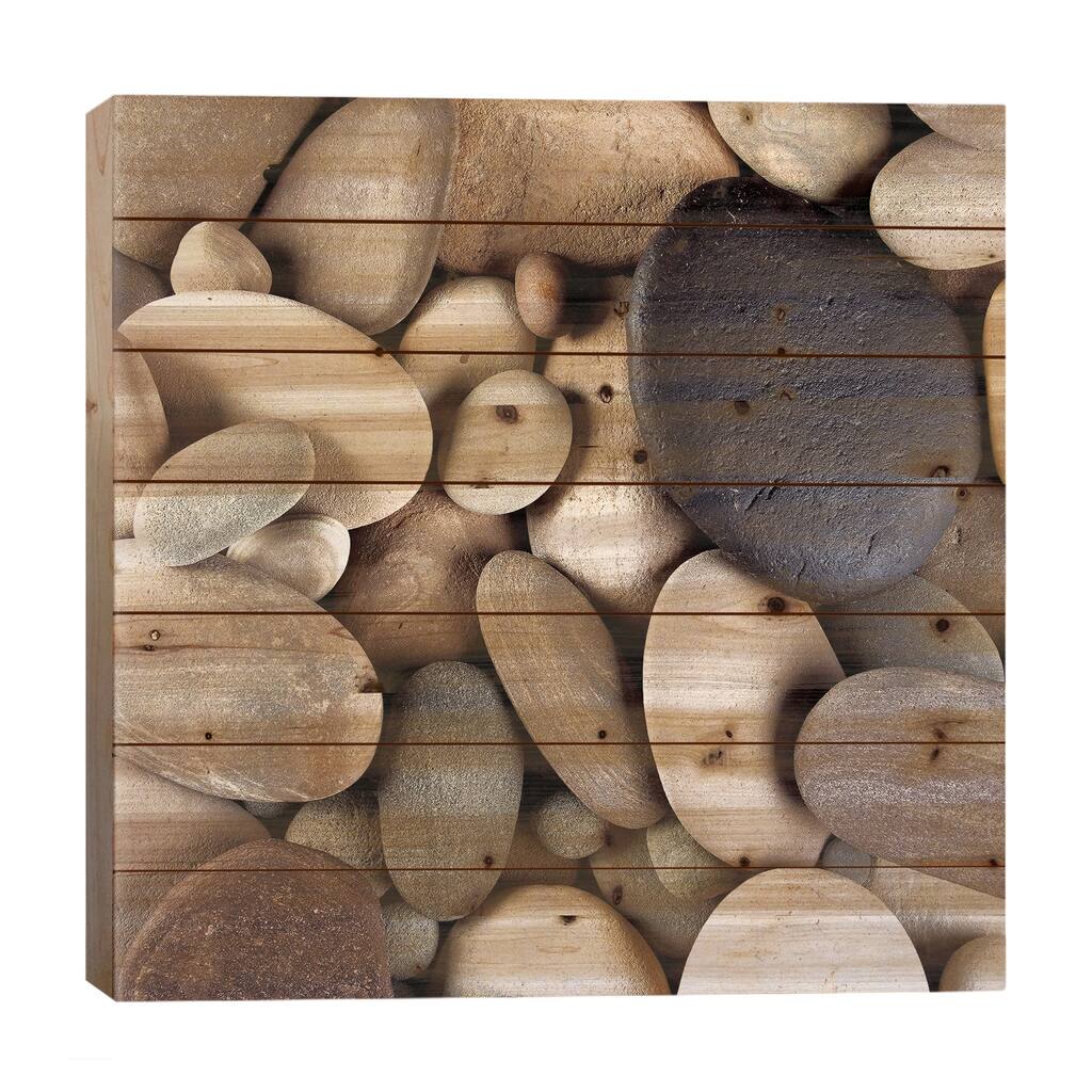Brown Pebbles Print On Wood by PhotoINC Studio - Multi-Color