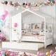 preview thumbnail 2 of 34, Playhouse Design Twin Size House Wooden Bed With Trundle, Modern Design for Kids with Storage Shlef