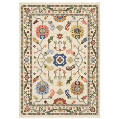 Style Haven Lawson Traditional Bordered Wool Fringe Edge Area Rug