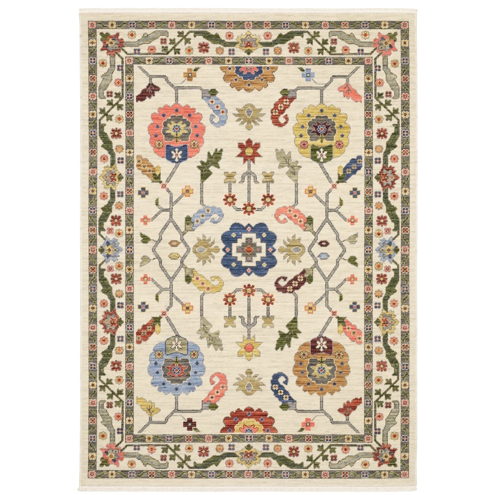 Style Haven Lawson Traditional Bordered Wool Fringe Edge Area Rug