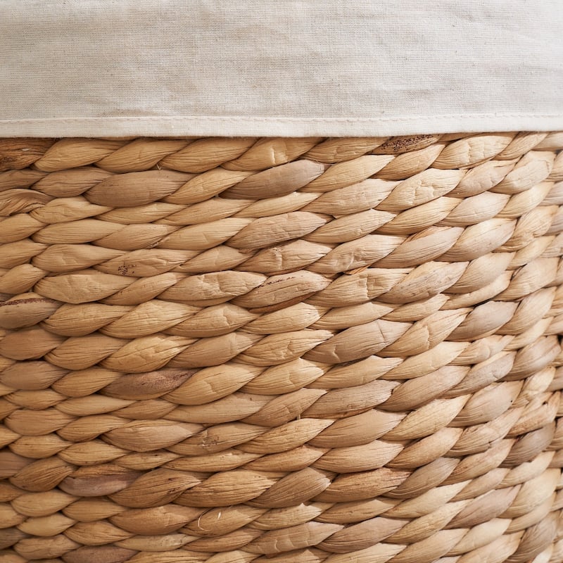 Ludmilla Round Tall Water Hyacinth Woven Wicker Laundry Hamper with Lid