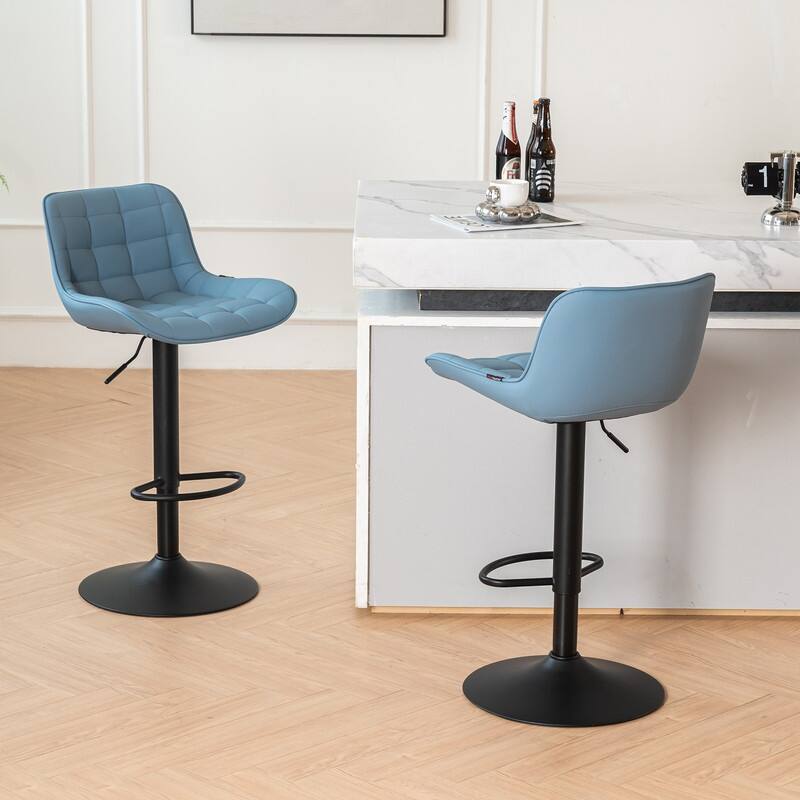 Adjustable Height Bar Stools Set of 2, Faux Leather Barstools for Kitchen Island Counter