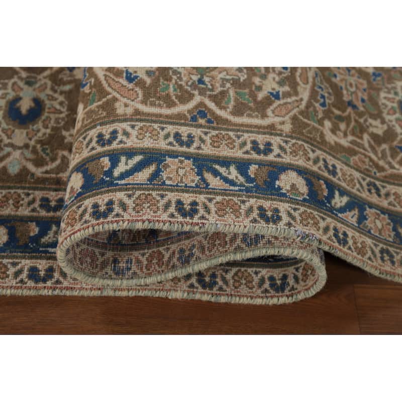 Traditional Kashan Vintage Persian Area Rug Handmade Wool Carpet - 9'9" x 12'9"