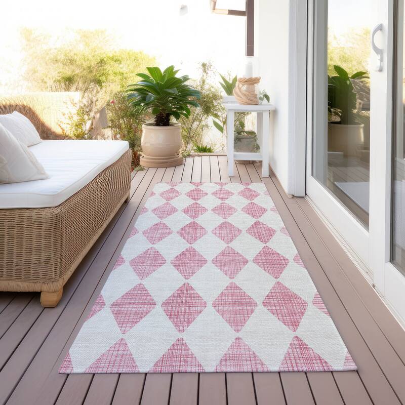 Machine Washable Indoor/ Outdoor Chantille Diamonds Rug