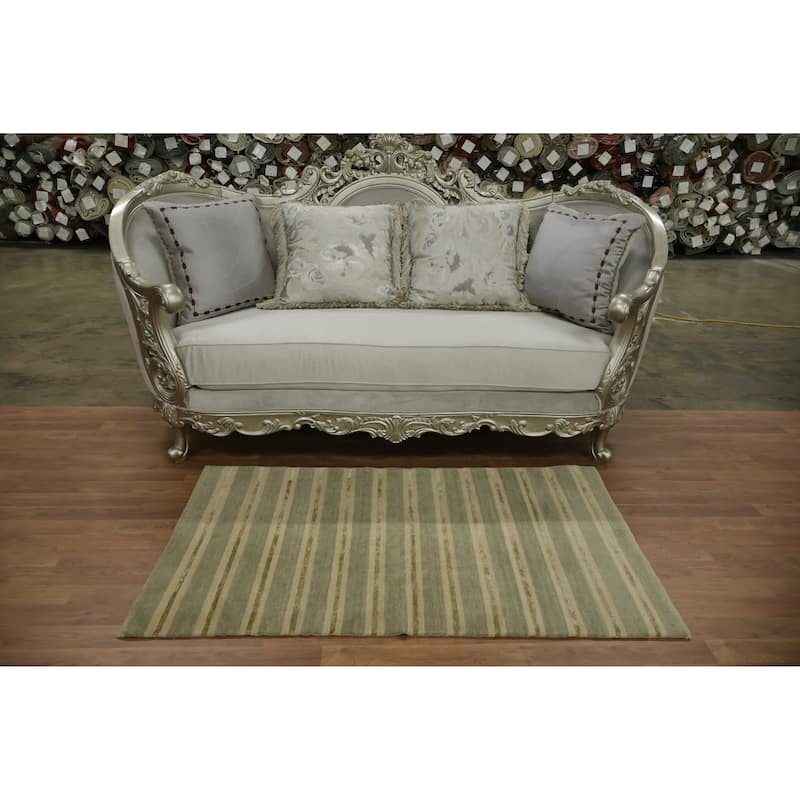 Hand Knotted Oriental 100% Wool Carpet Modern Abstract Multi-Colored Nepalese Area Rug - 5' 0'' X 3' 0''