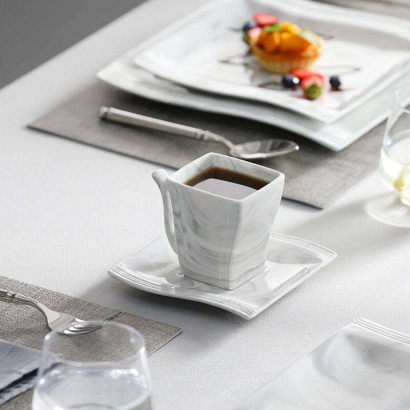 MALACASA Flora Wavy Modern Porcelain Dinnerware Set (Service for 6)