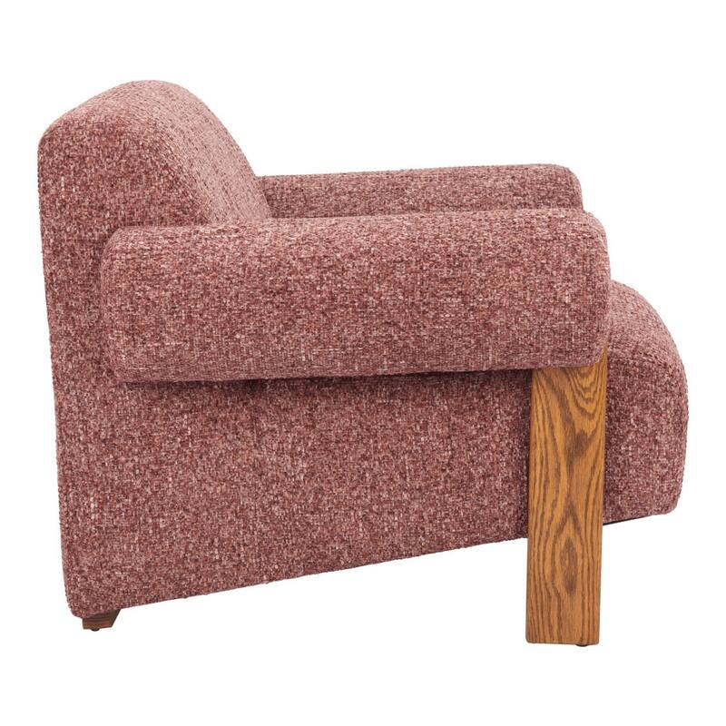 HomeRoots 39" Copper And Brown Woven Upholstery And Solid Wood Arm Chair - 39.00 in. x 28.90 in. x 34.00 in.