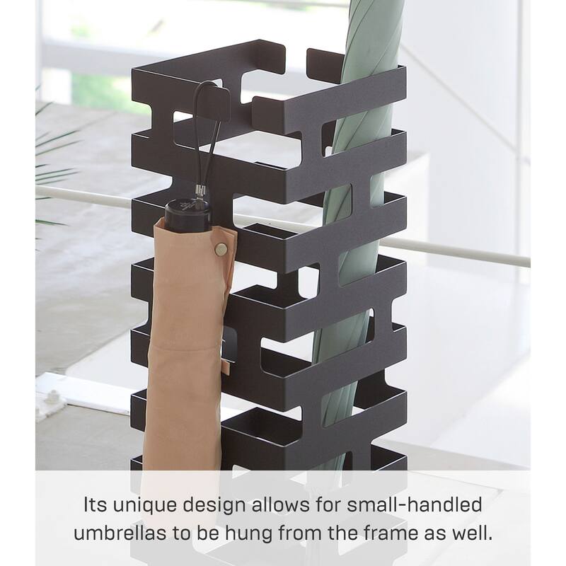 Yamazaki Home Umbrella Stand - Two Styles, Steel, Square, Holds 4 umbrellas - L 5.91 x W 5.91 x H 16.93 inches