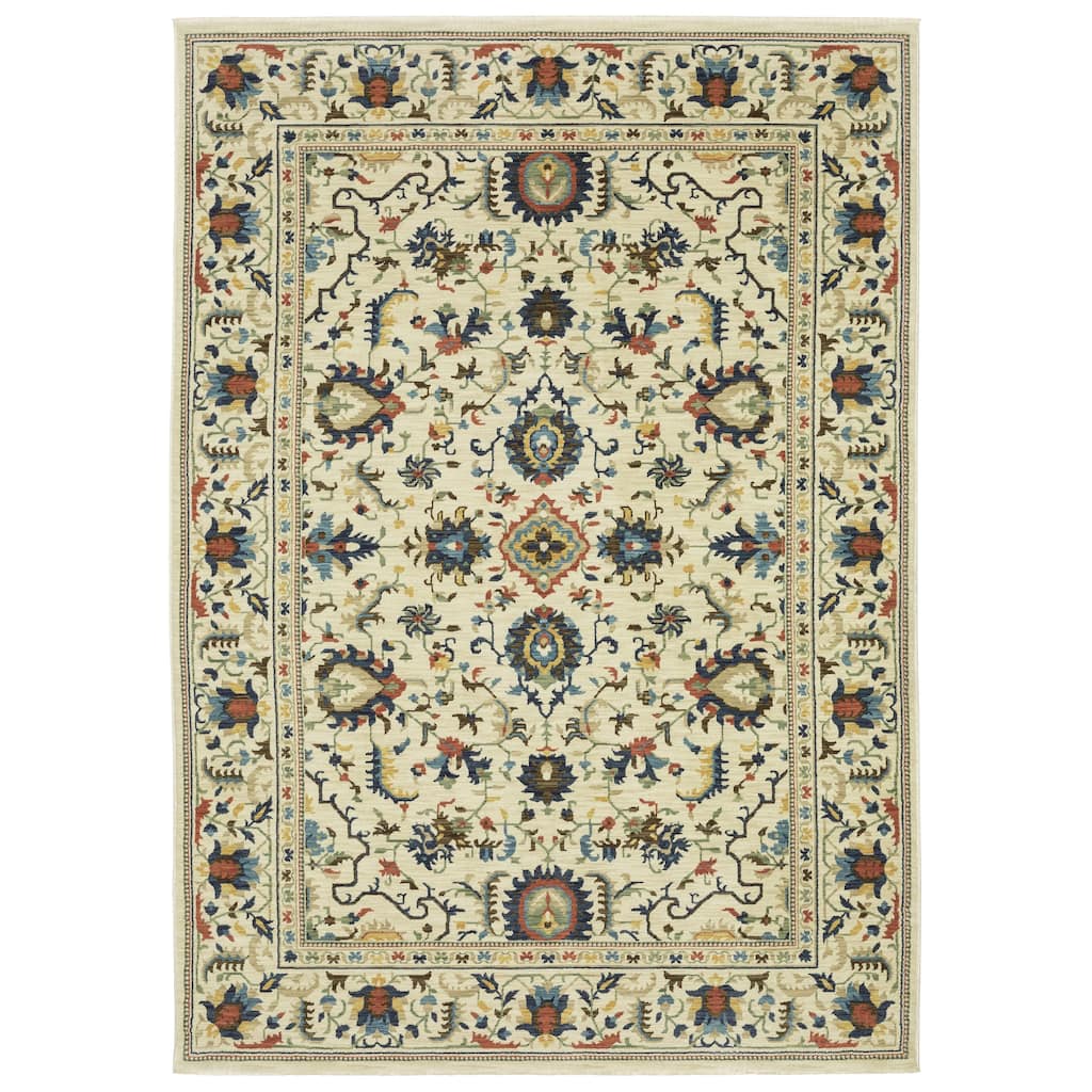 Style Haven Federica Bohemian Border Ivory/ Multi Fringe Edge Area Rug