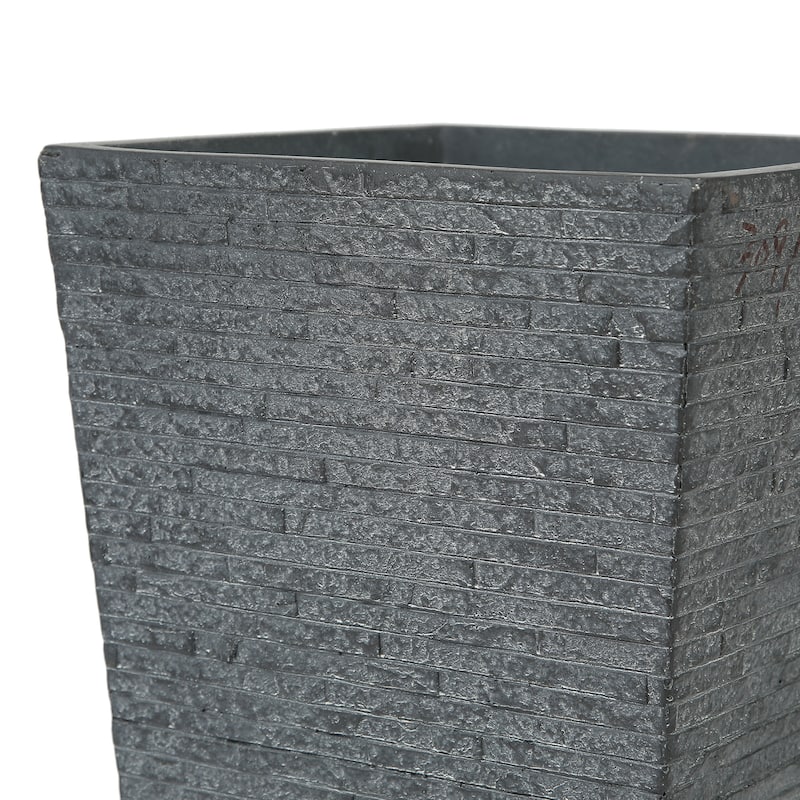Grey Stone Finish Tall Tapered Square MgO Planter (Set of 2)