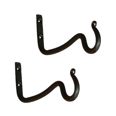 Achla Designs Set of 2 Versatile Upturned O-Hooks, 6 Inch Long, Graphite Powder Coat Finish