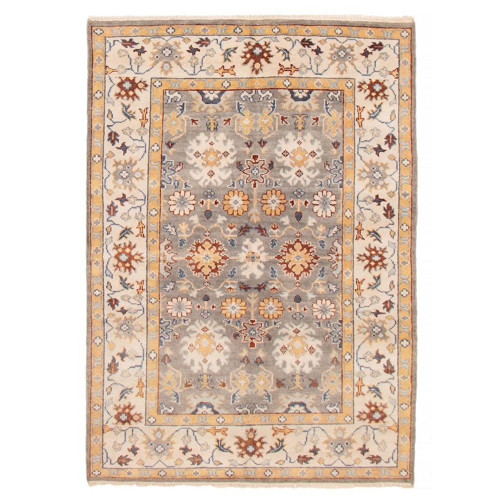 ECARPETGALLERY Hand-knotted Royal Oushak Grey Wool Rug - 6'1 x 8'10