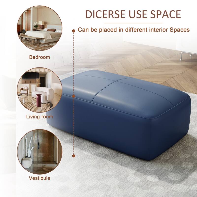 Elliot 22"/ 35"/ 43" W Modern Rectangular Genuine Leather Ottoman