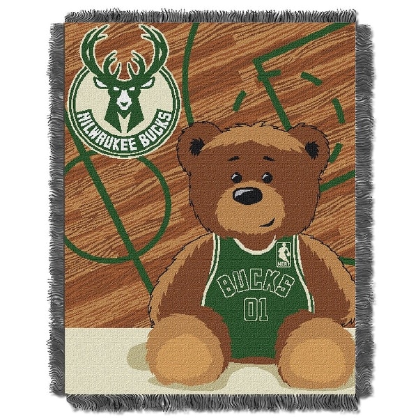 slide 1 of 1, Milwaukee Bucks Half-Court Baby Woven Jacquard Throw Blanket