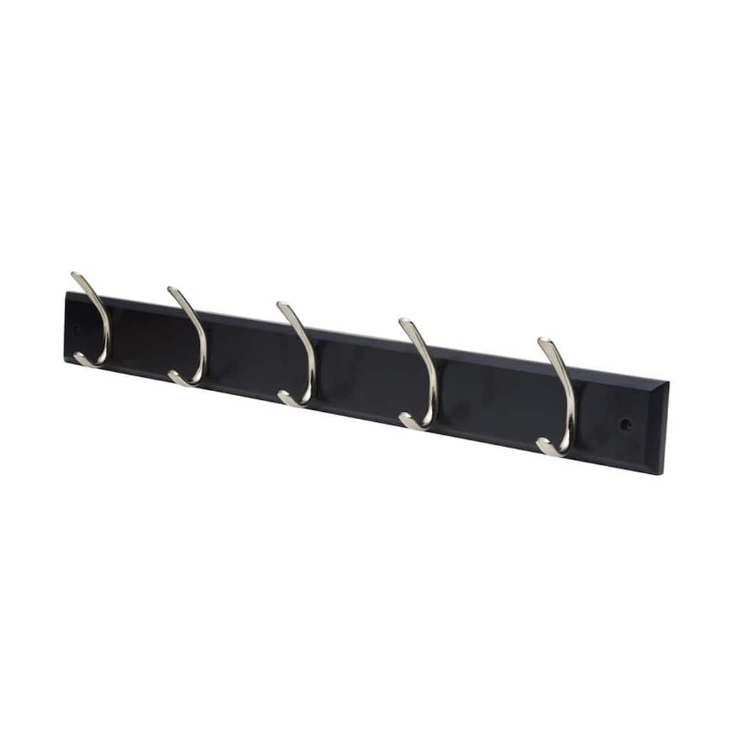 Melannco Wall Mounted Coat Rack with 5 Metal Hooks