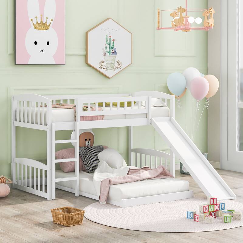 Over Bunk Bed with Slide and Ladder
