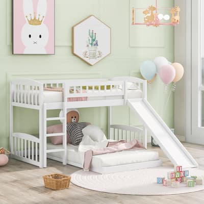 Over Bunk Bed with Slide and Ladder