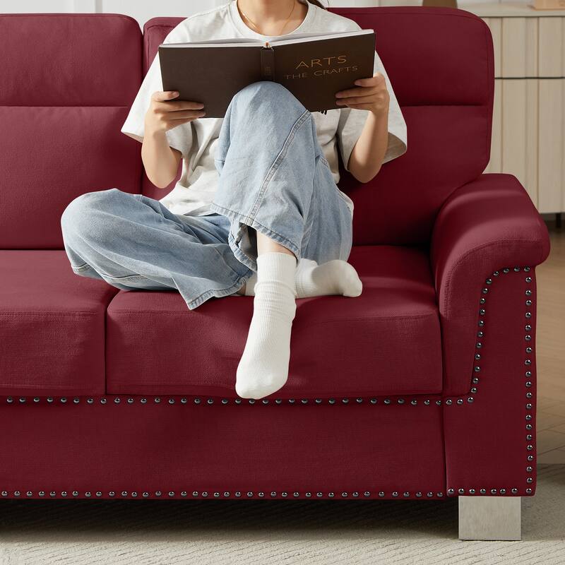 GDFStudio - Modern Snowfleece 3-Seater 82" Sofa with Rolled Arms