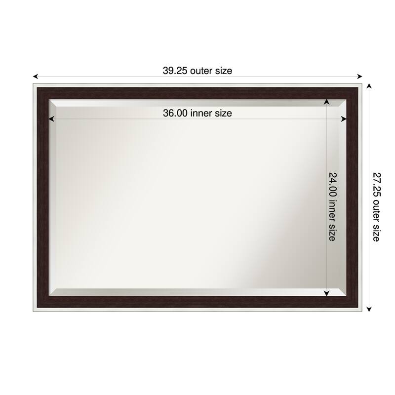 Maya Beveled Framed Bathroom Vanity Wall Mirror - 39 x 27 in - Maya Espresso Silver
