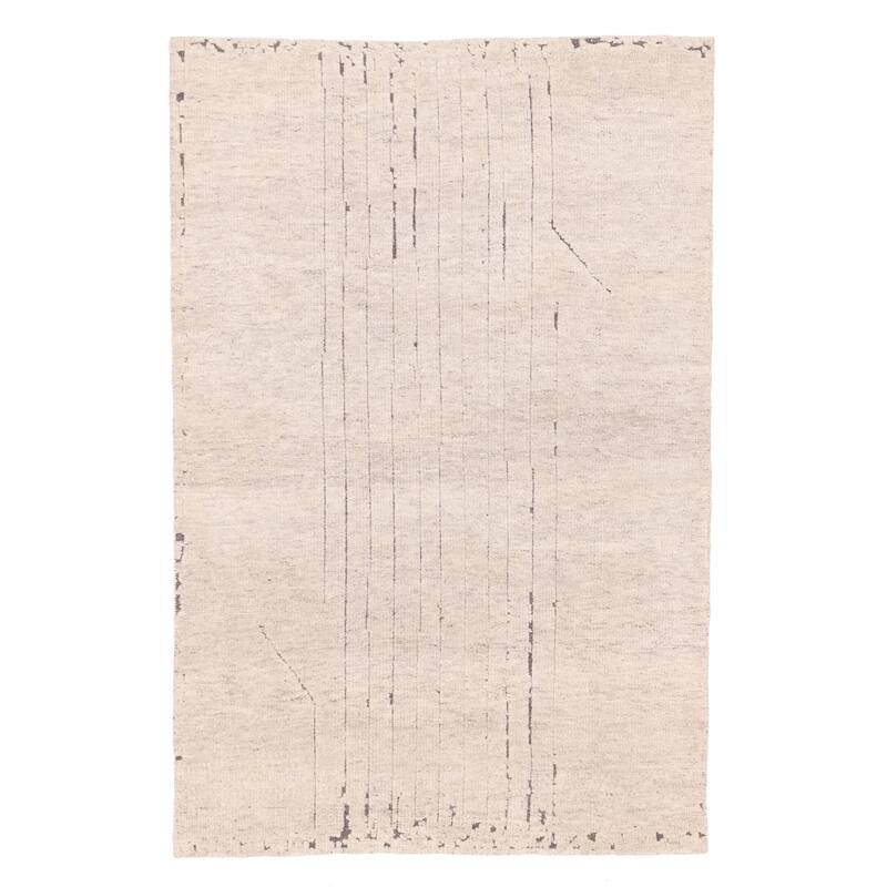 ECARPETGALLERY Hand-knotted Tangier Light Grey Wool Rug - 5'0 x 7'11