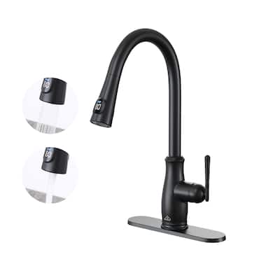 Single Handle Pull Down Sprayer Kitchen Faucet with Intelligent Temperature Display