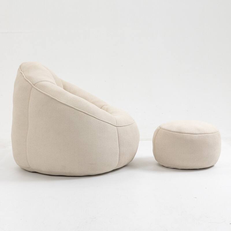 Compressed Foam Bean Bag Chair with Footrest - Plush Lounger for Modern Living Spaces