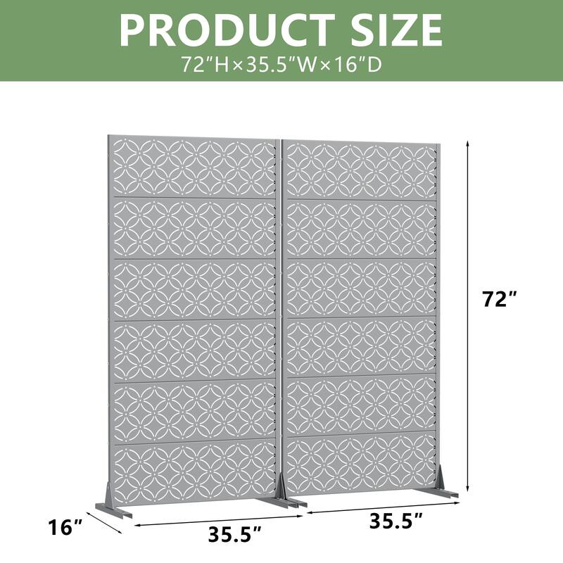 Privacy Metal Screen Fence Panel Horizontal Stripe Pattern Set of 2