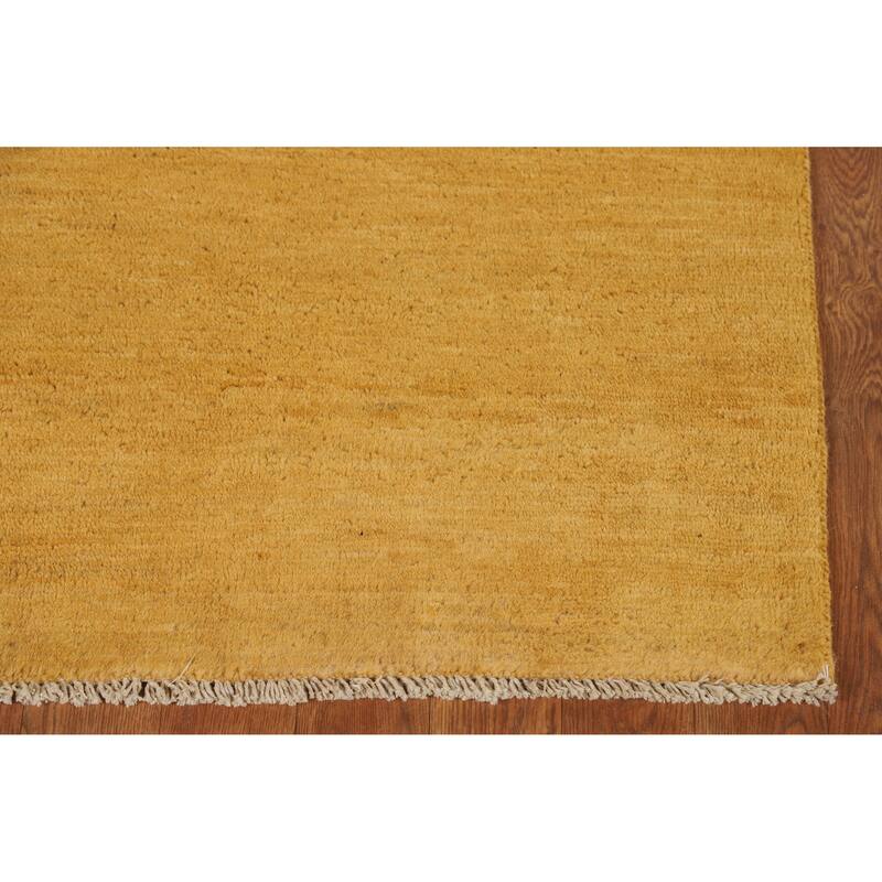 Gold Gabbeh Modern Foyer Rug Hand-Knotted Wool Carpet - 2'10"x 3'11"