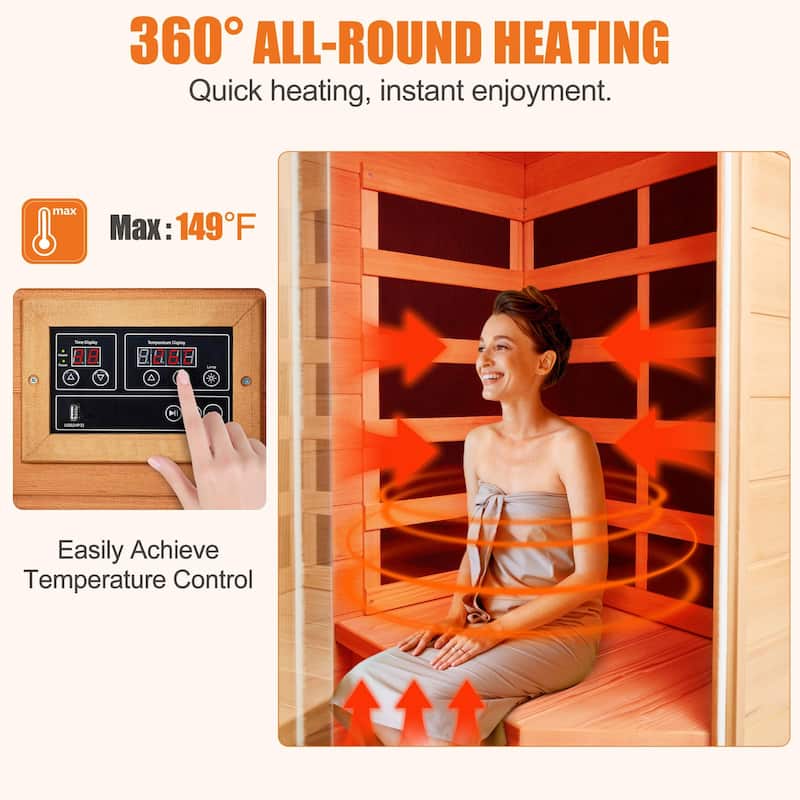 EROMMY up to 3 Person Infrared Sauna with 15-Minute Warm-Up Heater Tube and Carbon Plate